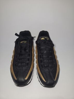 Nike Air Max Black Gold Athletic Sneakers Lace Up Shoes Size 6y